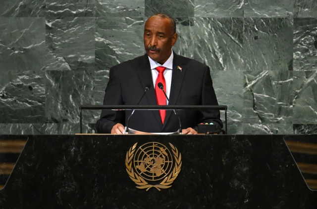 General Abdel Fattah Al-Burhan speaking at the UN General Assembly last September