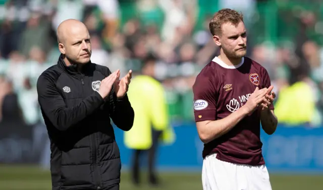 Hearts' Steven Naismith and Nathaniel Atkinson