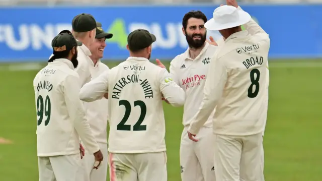 Brett Hutton celebrates wicket