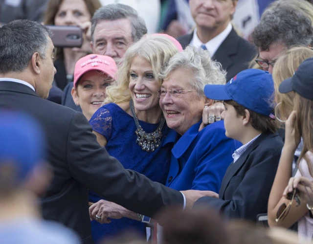 Governor Ivey at a Trump rally in Alabama in 2016 following his election victory