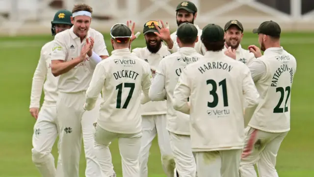 Nottinghamshire celebrate wicket