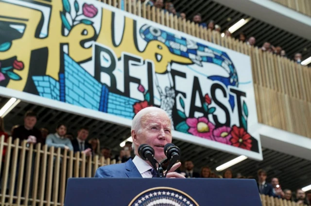 President Biden speaking in Belfast