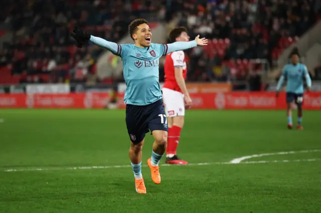 Manuel Benson celebrates scoring at Rotherham