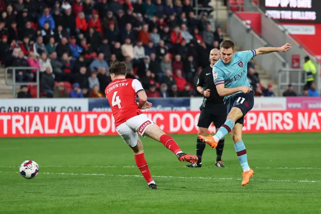 Scott Twine volleys Burnley ahead at Rotherham