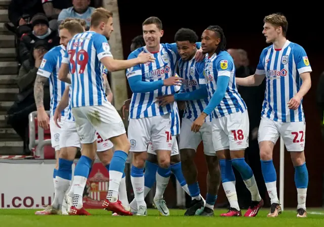 Huddersfield celebrate equalising at Sunderland