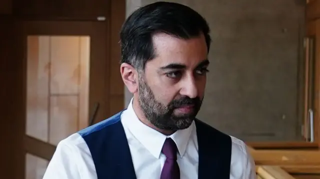 Humza Yousaf arriving at the Scottish Parliament