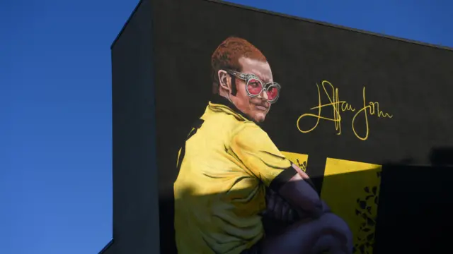 Elton John mural at Vicarage Road