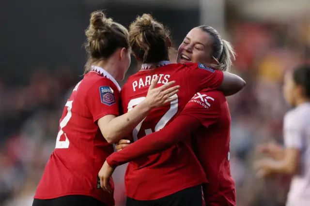 Alessia Russo celebrates goal for Manchester United v Arsenal in WSL