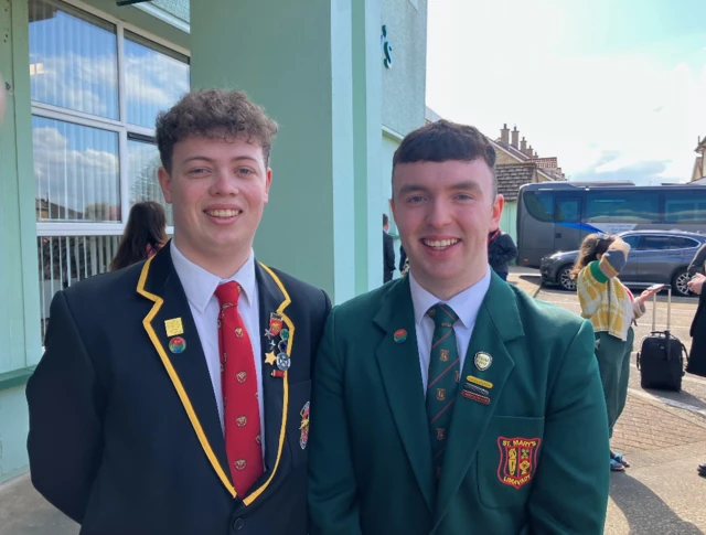 Jack McCorkell, head boy of Limavady High School, and Thomas Pattison, head boy of St Mary's Limavady