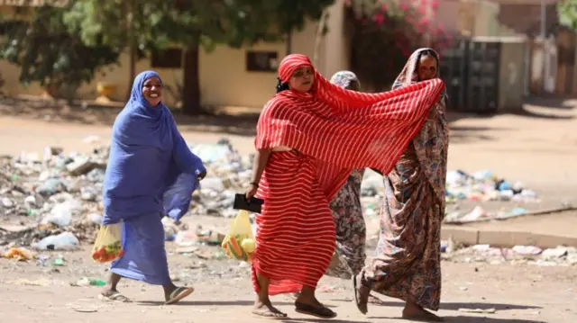 Women on the streets of Khartoum, Sudan - 19 April 2023