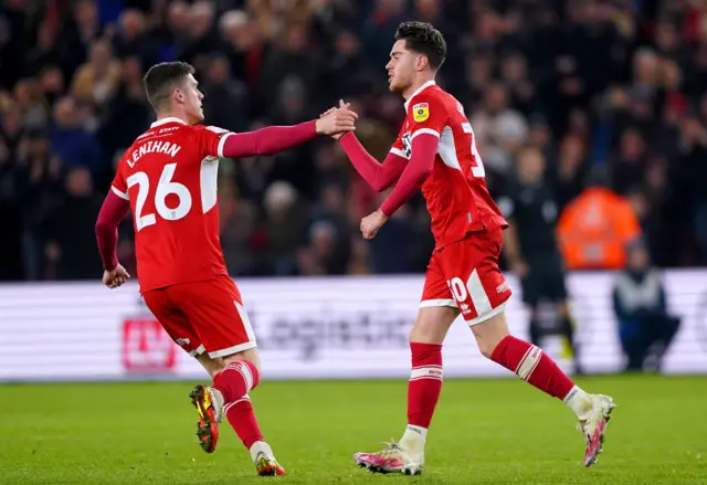 Hayden Hackney celebrates scoring for Middlesbrough against Hull