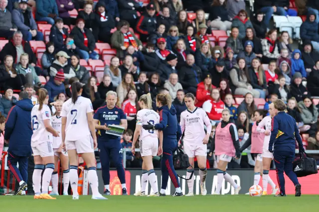 Leah Williamson leaves the field of play.