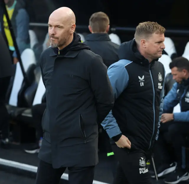 Manager Erik ten Hag of Manchester United watches from the touchline