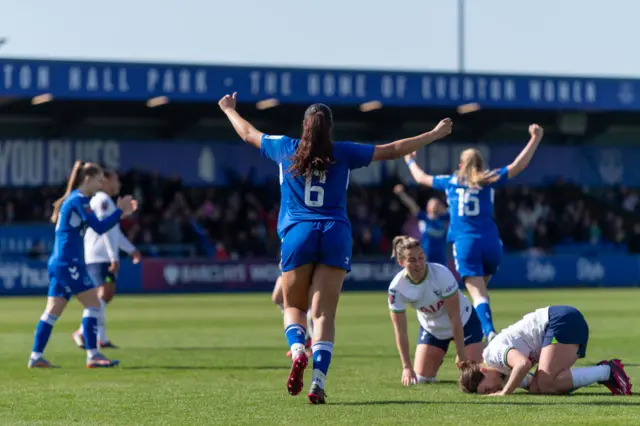 Aggie Beever-Jones celebrates scoring her teams second goal with team mate Gabby George