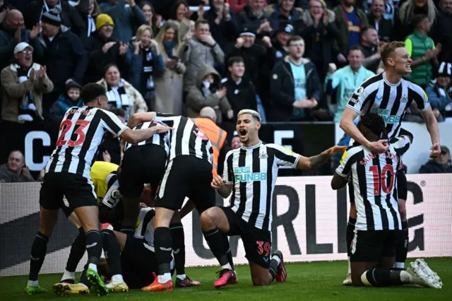 Newcastle United's players celebrate