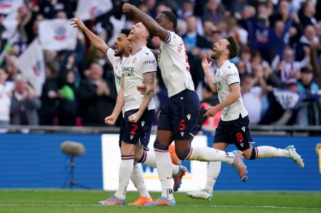 Gethin Jones celebrates Bolton's fourth