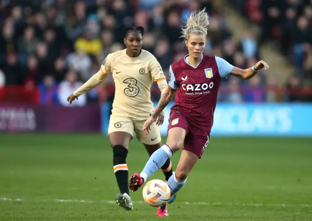 Aston Villa's Rachel Daly (right) and Chelsea's Kadeisha Buchanan battle for the ball