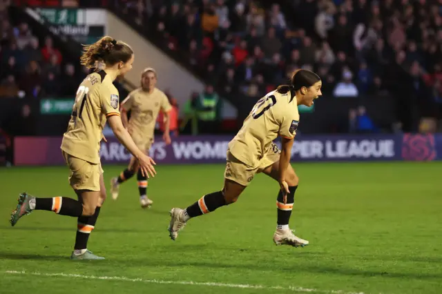 Sam Kerr celebrates scoring for Chelsea