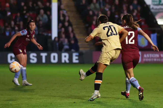 Sam Kerr of Chelsea scores the side's third goal