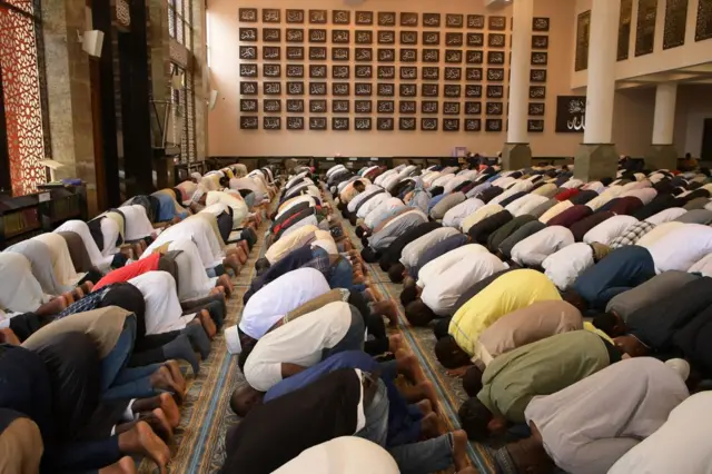 Muslim faithful offer Friday prayers at mosque in Nairobi