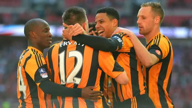 Hull players celebrate during their 5-3 FA Cup semi-final win over