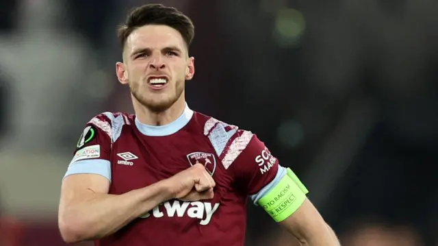 Declan Rice celebrates