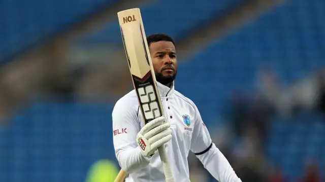 Shai Hope scoring a century for the West Indies