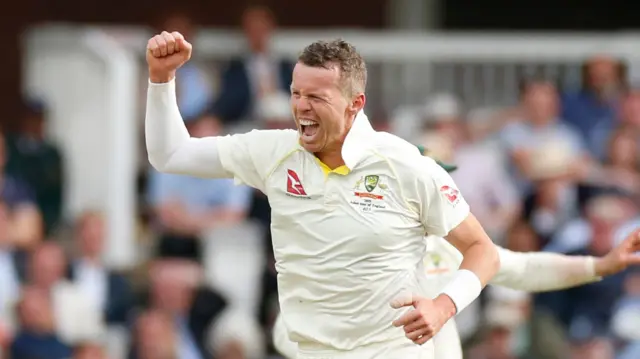 Peter Siddle bowling for Australia in the 2019 Ashes