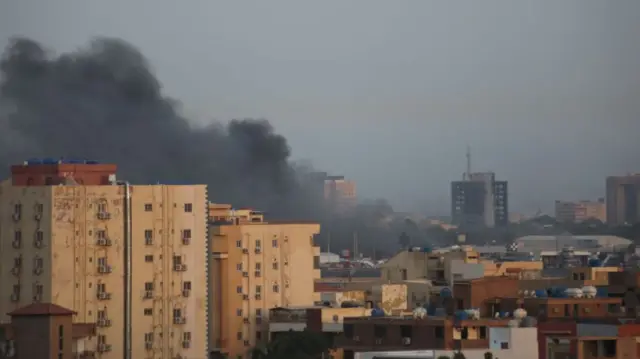 Smoke rising in Sudan's capital, Khartoum - 21 April 2023