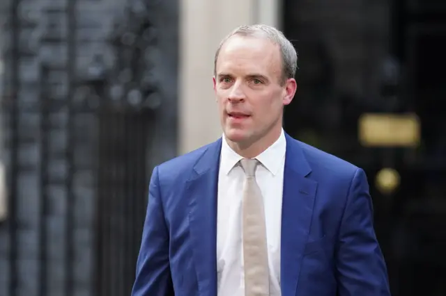 Dominic Raab outside of Downing Street