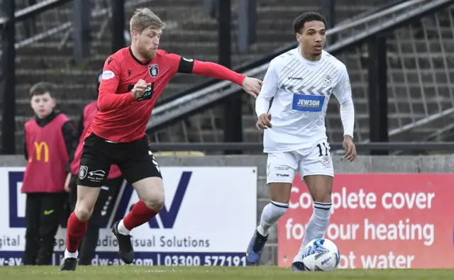 Queen's Park's Thomas Robson and Ayr's Jayden Mitchell-Lawson