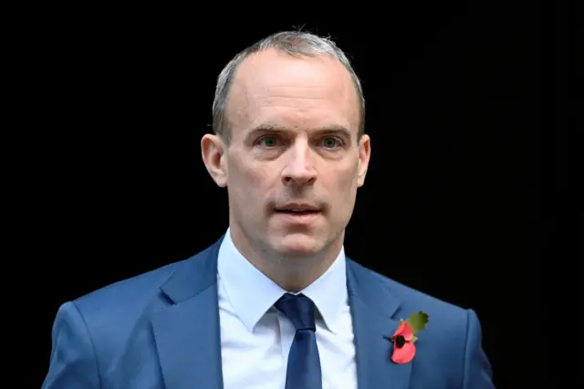 Dominic Raab attends a weekly cabinet meeting