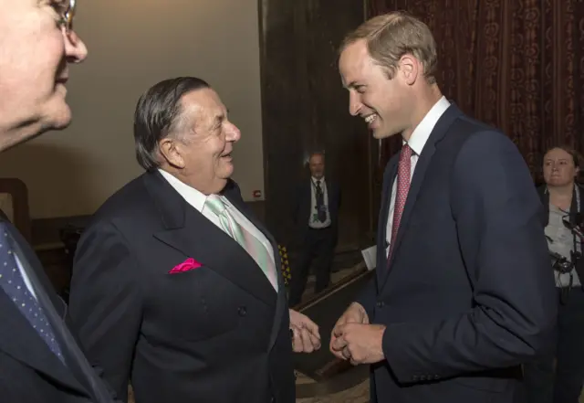 Prince WIlliam meeting Barry Humphries