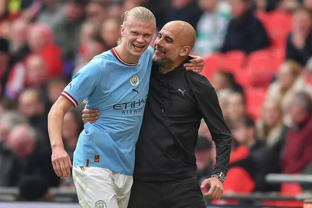 Erling Haaland and Pep Guardiola