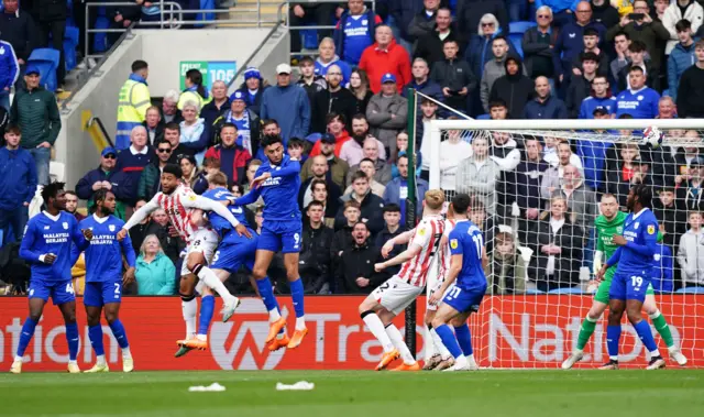 Josh Laurent heads Stoke ahead at Cardiff