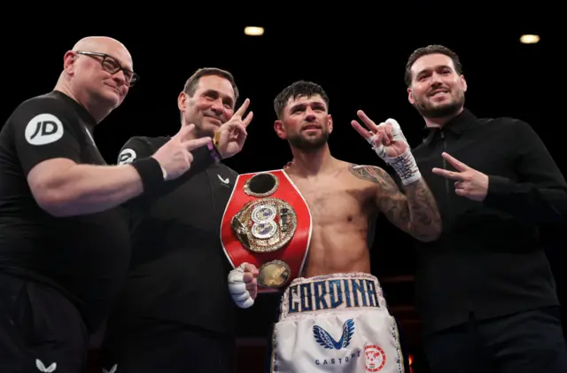 Joe Cordina celebrates with his team including Tony Simms