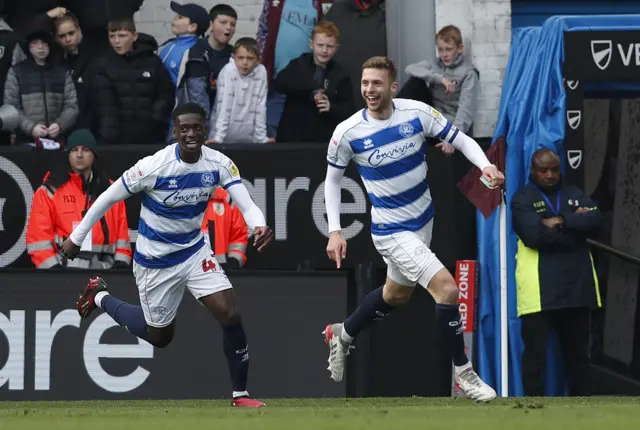 Sam Field celebrates scoring for QPR at Burnley