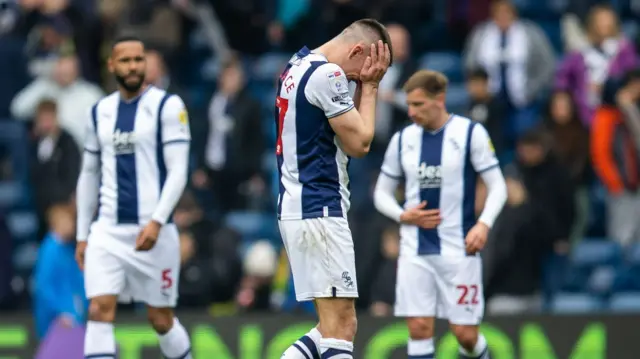 West Bromwich Albion players show their disappointment after losing 2-1 at home to Sunderland