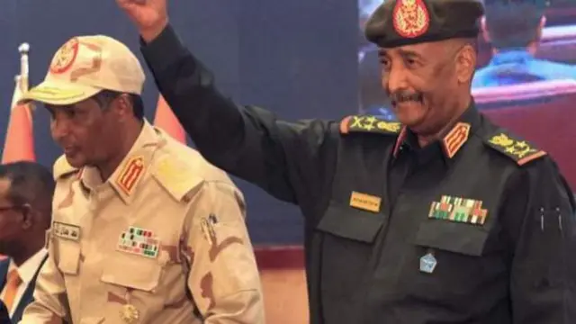 Gen Mohamed Hamdan Dagalo and Gen Abdel Fattah al-Burhan