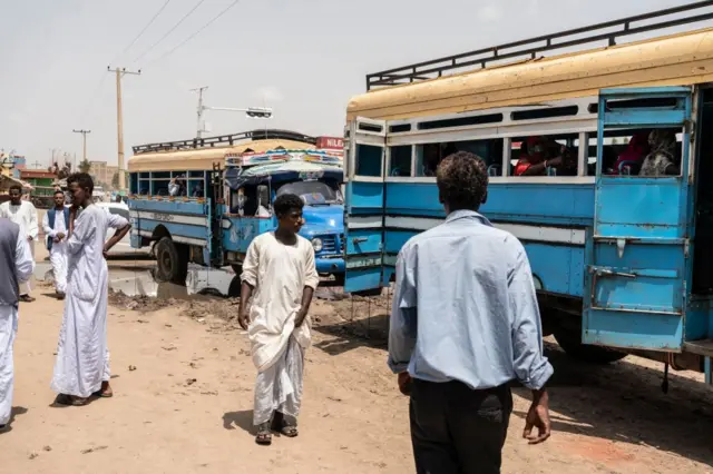 People at Wadsharefy bus station in the capital of the state of Kassala, Sudan, 2021