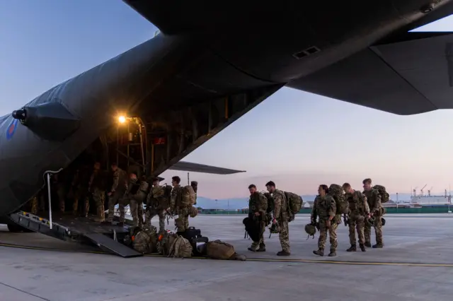 Joint Forces board the C-130 bound for Sudan to evacuate British embassy diplomats and their families, in RAF Akrotiri, Cyprus, on 25 April 2023