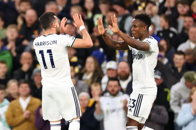 Leeds players celebrate