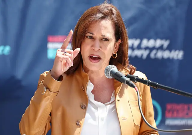 Kamala Harris speaks at an abortion event on 15 April