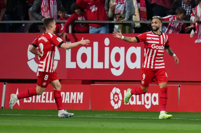 Valentin Castellanos celebrates after scoring against Real Madrid in La Liga