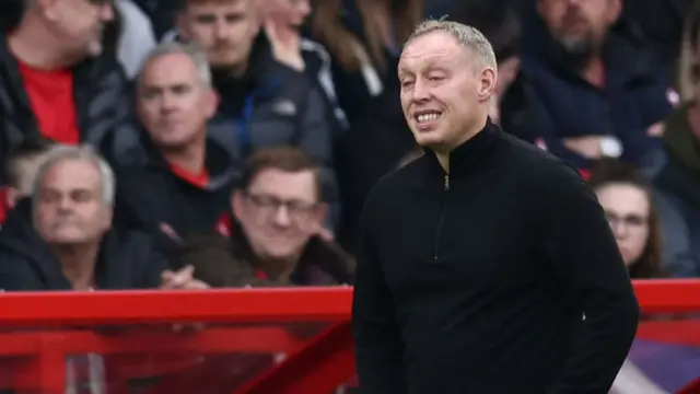 Steve Cooper grimaces during Nottingham Forest's defeat by Manchester United