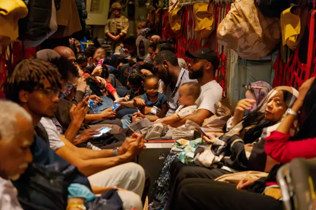 Evacuees on a RAF flight