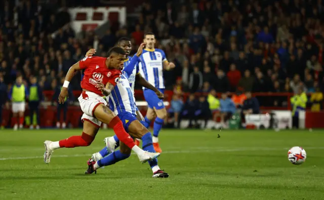 Nottingham Forest's Danilo scores against Brighton