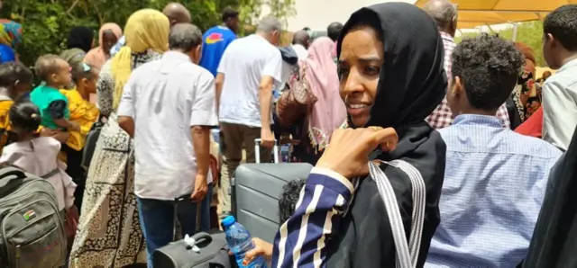 Haifa Ali waiting to be evacuated from airstrip