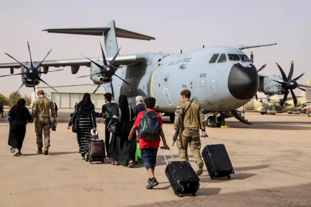 People are evacuated from Sudan