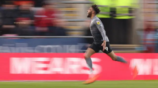 Kion Etete celebrates his goal for Cardiff